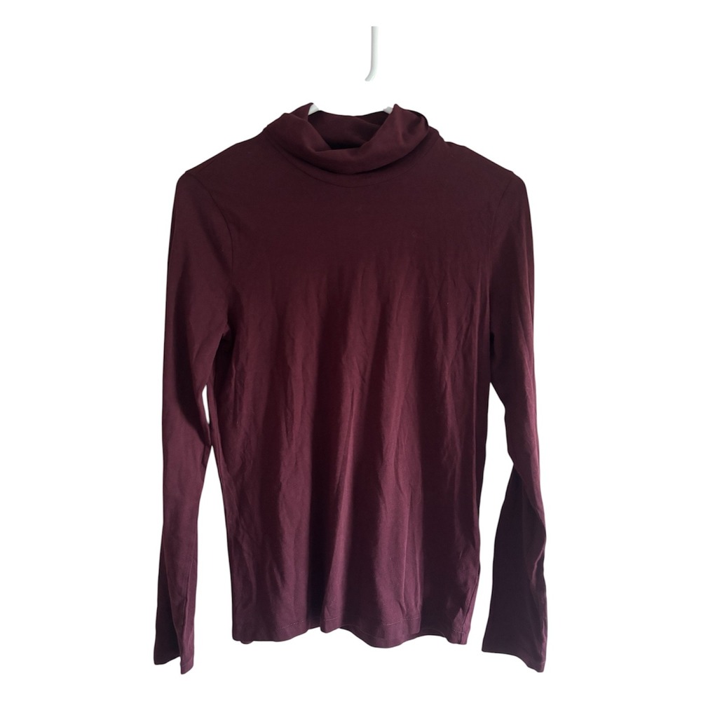 J. Crew Tissue Burgundy Cotton Long Sleeve Turtleneck Classic Preppy Sz S NWT